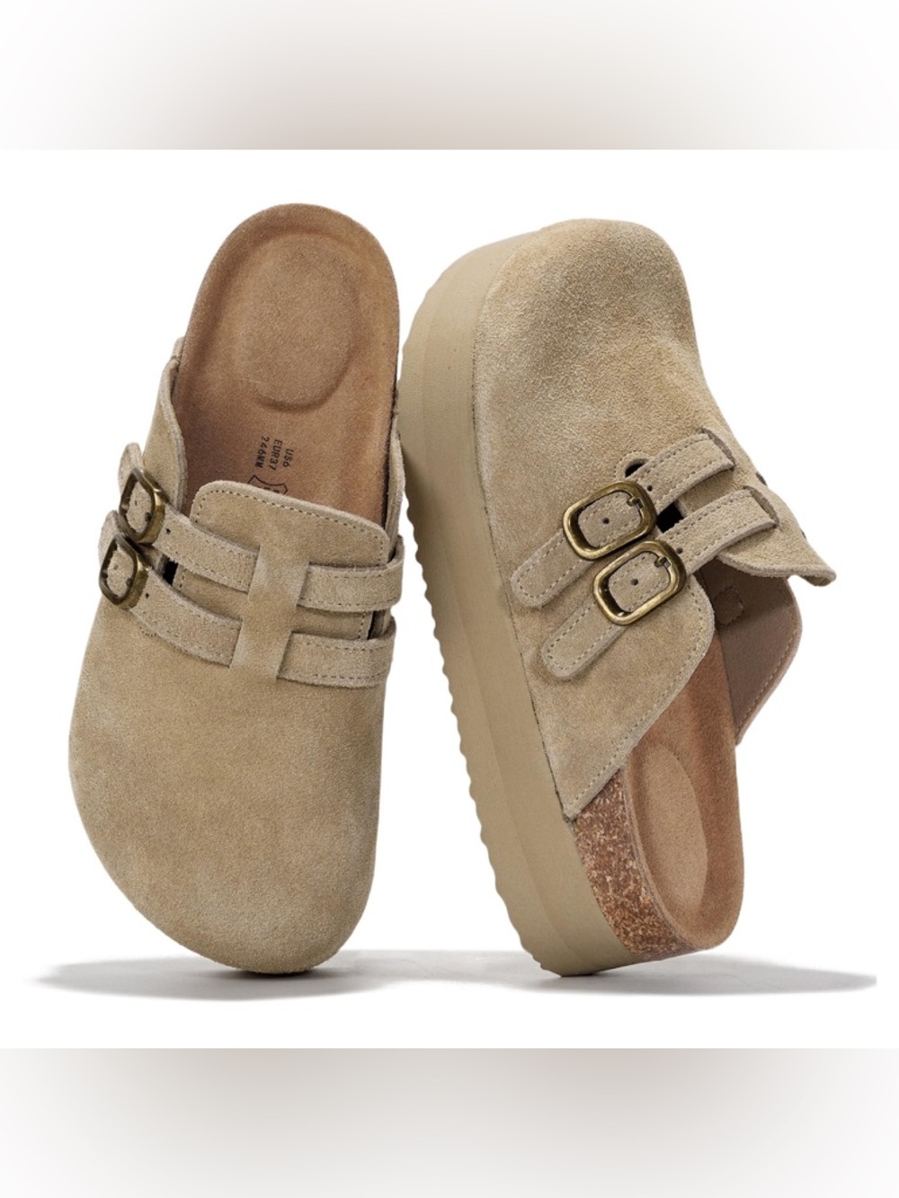 Project Cloud Women’s Size 8 Leather Clogs in Nude Lightweight Memory Foam NWOB